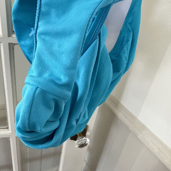 Liz Claiborne One Piece Swimsuit Womens Size 10 Aqua Blue Halter Strap Ruched - Picture 11 of 11